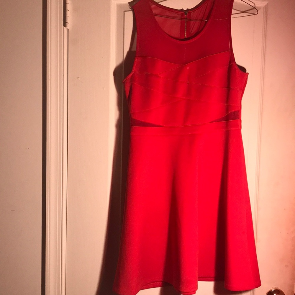 Hot Pink Guess Cocktail Dress with Golden Zipper.